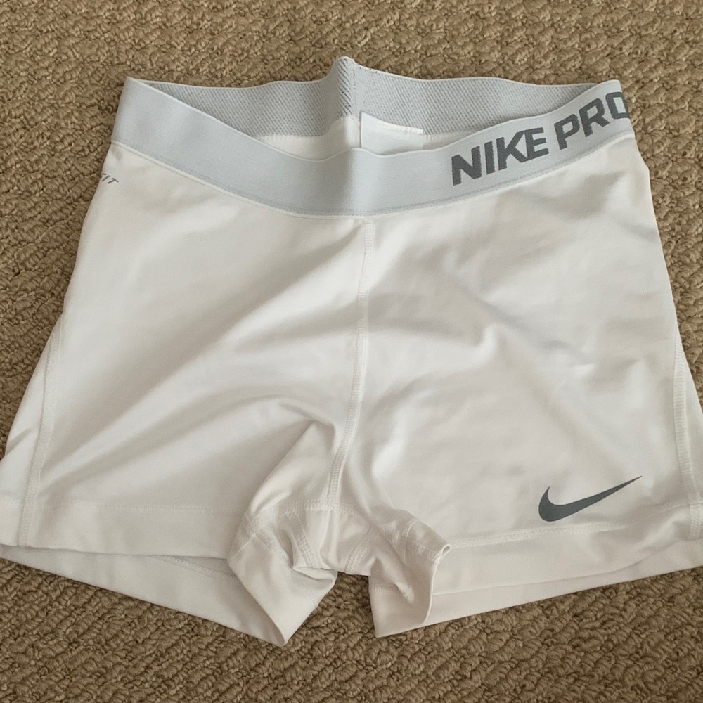 Nike Pro White and Gray Training Shorts